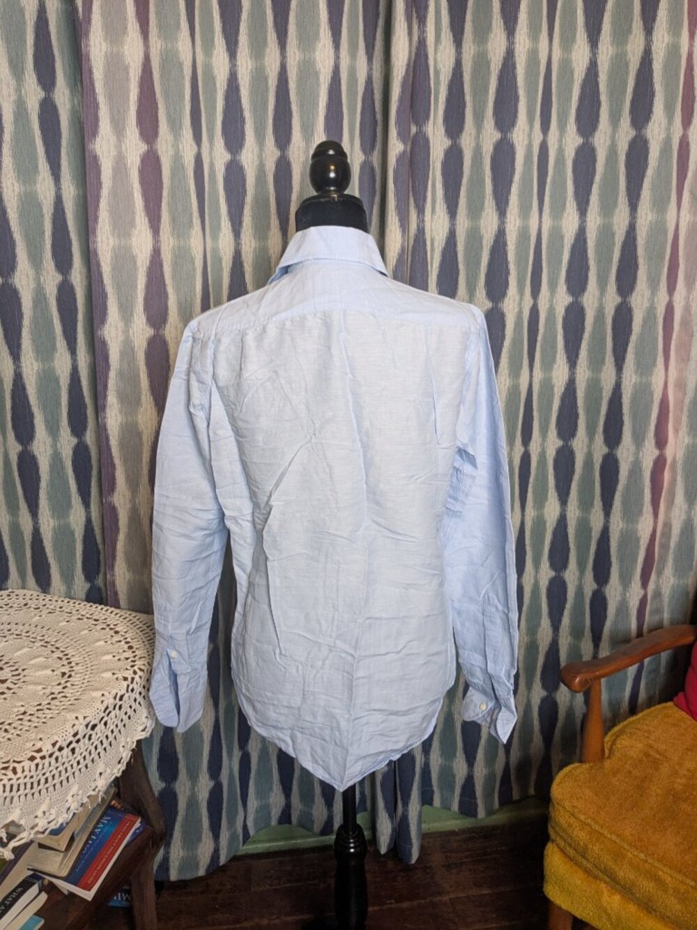 Boggi Milano Linen Cotton Tailored Fit Shirt Small Light Blue - Picture 3 of 6